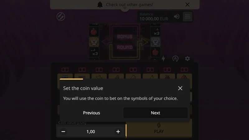 Lion Zama Fruits Bonus Spins - εκκίνηση του Bonus Spins, της χαρακτηριστικής λειτουργίας της σειράς